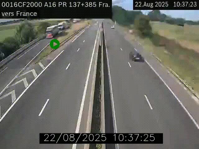 <h2>Webcam à la frontière franco-belge au niveau de Bray-Dunes/De-Panne sur l'autoroute A16. Vue orientée vers Calais</h2>