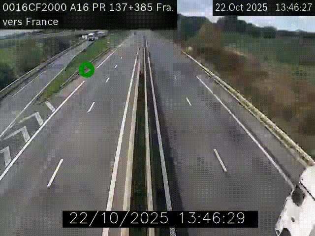 <h2>Webcam à la frontière franco-belge au niveau de Bray-Dunes/De-Panne sur l'autoroute A16. Vue orientée vers Calais</h2>