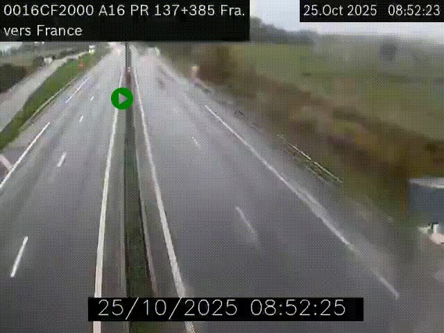 <h2>Webcam à la frontière franco-belge au niveau de Bray-Dunes/De-Panne sur l'autoroute A16. Vue orientée vers Calais</h2>