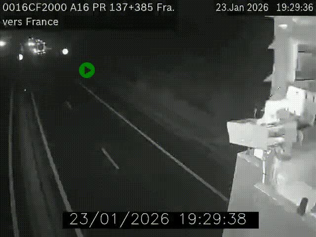 <h2>Webcam à la frontière franco-belge au niveau de Bray-Dunes/De-Panne sur l'autoroute A16. Vue orientée vers Calais</h2>