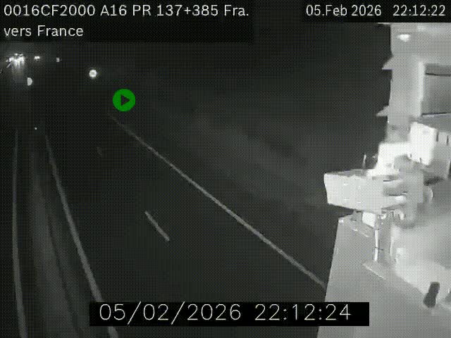 <h2>Webcam à la frontière franco-belge au niveau de Bray-Dunes/De-Panne sur l'autoroute A16. Vue orientée vers Calais</h2>