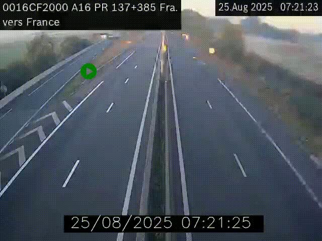 <h2>Webcam à la frontière franco-belge au niveau de Bray-Dunes/De-Panne sur l'autoroute A16. Vue orientée vers Calais</h2>