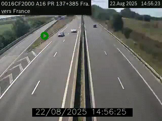 <h2>Webcam à la frontière franco-belge au niveau de Bray-Dunes/De-Panne sur l'autoroute A16. Vue orientée vers Calais</h2>