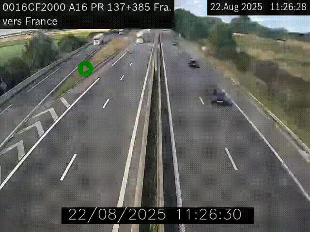 <h2>Webcam à la frontière franco-belge au niveau de Bray-Dunes/De-Panne sur l'autoroute A16. Vue orientée vers Calais</h2>