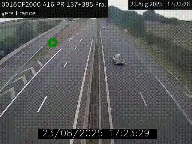 <h2>Webcam à la frontière franco-belge au niveau de Bray-Dunes/De-Panne sur l'autoroute A16. Vue orientée vers Calais</h2>