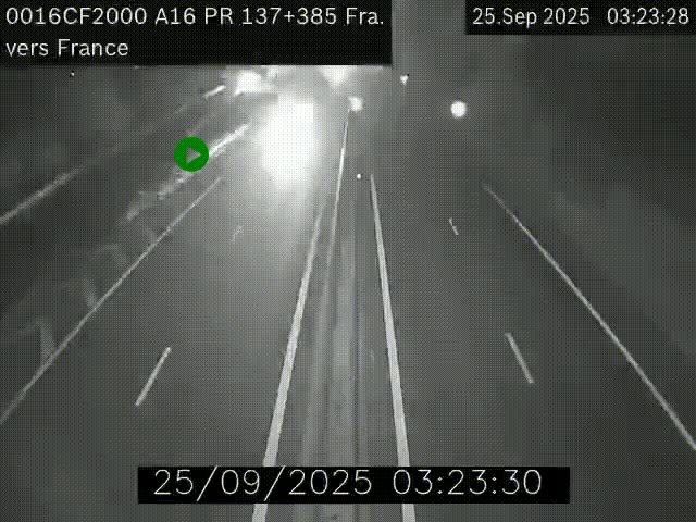 <h2>Webcam à la frontière franco-belge au niveau de Bray-Dunes/De-Panne sur l'autoroute A16. Vue orientée vers Calais</h2>