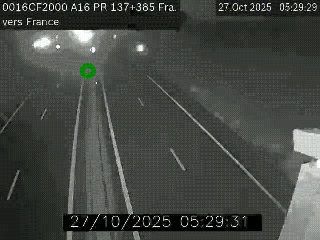 <h2>Webcam à la frontière franco-belge au niveau de Bray-Dunes/De-Panne sur l'autoroute A16. Vue orientée vers Calais</h2>