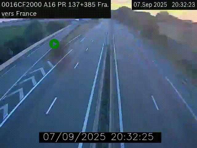 <h2>Webcam à la frontière franco-belge au niveau de Bray-Dunes/De-Panne sur l'autoroute A16. Vue orientée vers Calais</h2>