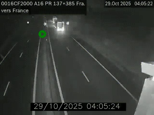 <h2>Webcam à la frontière franco-belge au niveau de Bray-Dunes/De-Panne sur l'autoroute A16. Vue orientée vers Calais</h2>