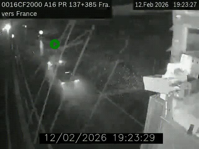 <h2>Webcam à la frontière franco-belge au niveau de Bray-Dunes/De-Panne sur l'autoroute A16. Vue orientée vers Calais</h2>