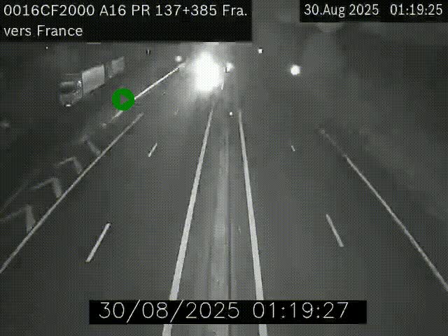 <h2>Webcam à la frontière franco-belge au niveau de Bray-Dunes/De-Panne sur l'autoroute A16. Vue orientée vers Calais</h2>