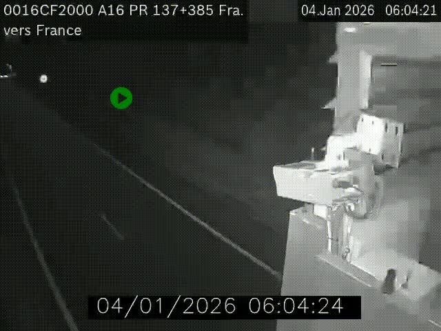 Webcam à la frontière franco-belge au niveau de Bray-Dunes/De-Panne sur l'autoroute A16. Vue orientée vers Calais