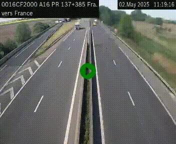 Webcam à la frontière franco-belge au niveau de Bray-Dunes/De-Panne sur l'autoroute A16. Vue orientée vers Calais