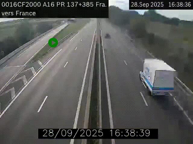 <h2>Webcam à la frontière franco-belge au niveau de Bray-Dunes/De-Panne sur l'autoroute A16. Vue orientée vers Calais</h2>