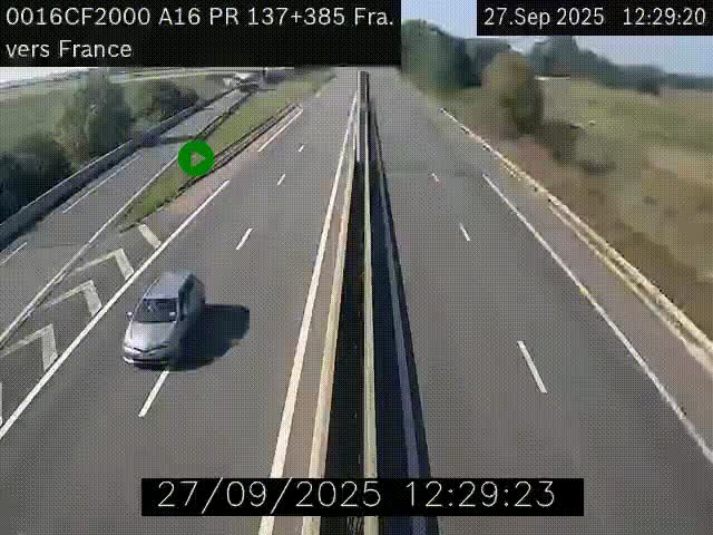 <h2>Webcam à la frontière franco-belge au niveau de Bray-Dunes/De-Panne sur l'autoroute A16. Vue orientée vers Calais</h2>