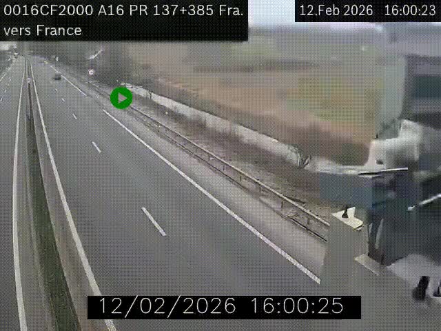 <h2>Webcam à la frontière franco-belge au niveau de Bray-Dunes/De-Panne sur l'autoroute A16. Vue orientée vers Calais</h2>