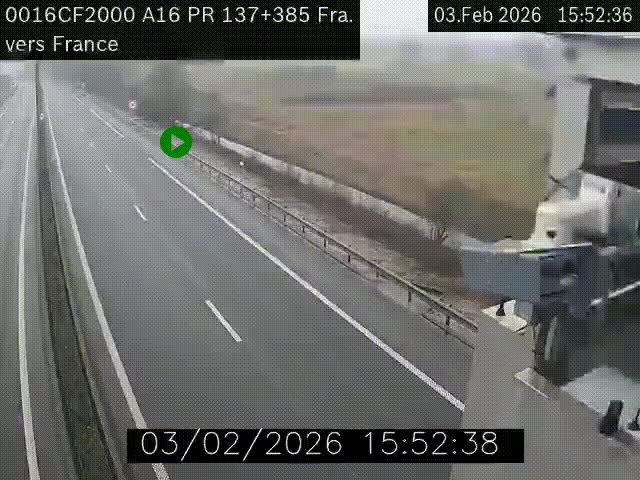 <h2>Webcam à la frontière franco-belge au niveau de Bray-Dunes/De-Panne sur l'autoroute A16. Vue orientée vers Calais</h2>