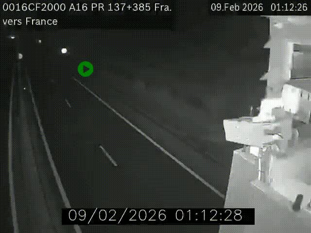 <h2>Webcam à la frontière franco-belge au niveau de Bray-Dunes/De-Panne sur l'autoroute A16. Vue orientée vers Calais</h2>