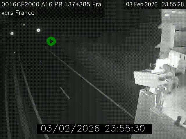 <h2>Webcam à la frontière franco-belge au niveau de Bray-Dunes/De-Panne sur l'autoroute A16. Vue orientée vers Calais</h2>