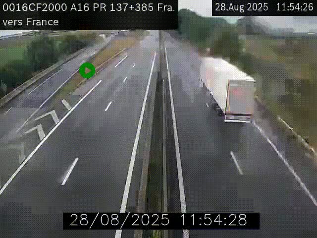 <h2>Webcam à la frontière franco-belge au niveau de Bray-Dunes/De-Panne sur l'autoroute A16. Vue orientée vers Calais</h2>