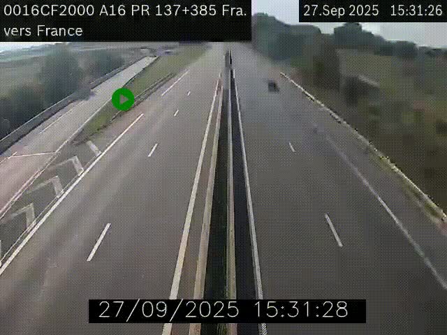 <h2>Webcam à la frontière franco-belge au niveau de Bray-Dunes/De-Panne sur l'autoroute A16. Vue orientée vers Calais</h2>