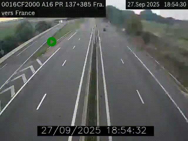<h2>Webcam à la frontière franco-belge au niveau de Bray-Dunes/De-Panne sur l'autoroute A16. Vue orientée vers Calais</h2>
