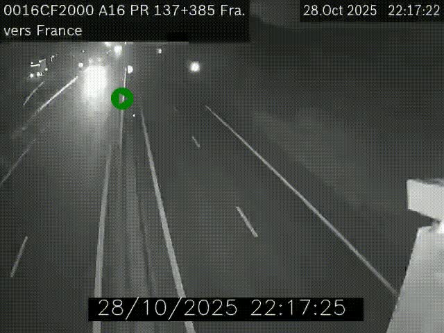<h2>Webcam à la frontière franco-belge au niveau de Bray-Dunes/De-Panne sur l'autoroute A16. Vue orientée vers Calais</h2>
