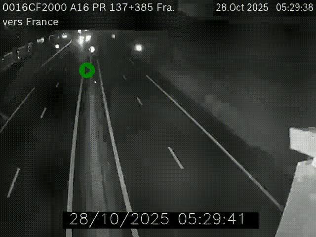 <h2>Webcam à la frontière franco-belge au niveau de Bray-Dunes/De-Panne sur l'autoroute A16. Vue orientée vers Calais</h2>