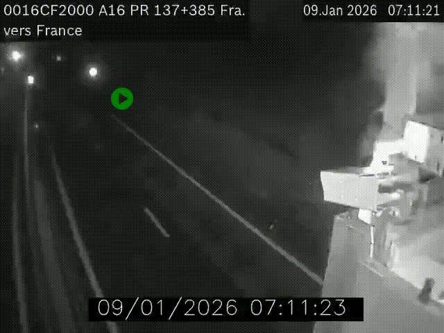 <h2>Webcam à la frontière franco-belge au niveau de Bray-Dunes/De-Panne sur l'autoroute A16. Vue orientée vers Calais</h2>