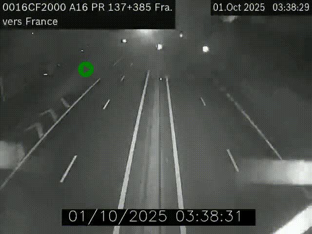 <h2>Webcam à la frontière franco-belge au niveau de Bray-Dunes/De-Panne sur l'autoroute A16. Vue orientée vers Calais</h2>