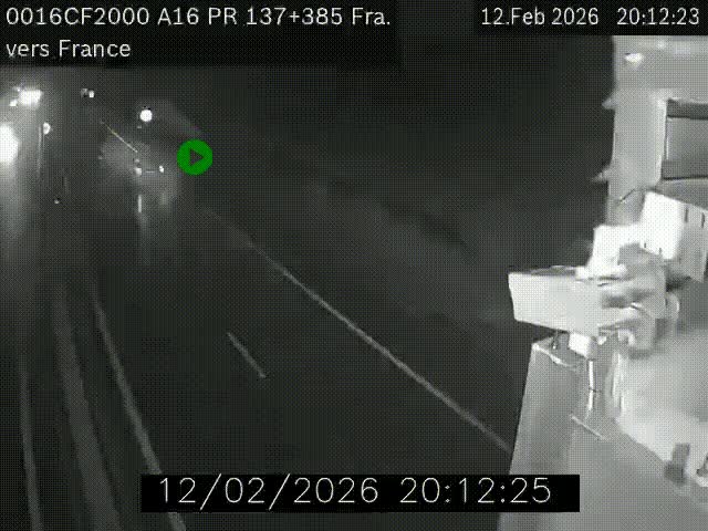 <h2>Webcam à la frontière franco-belge au niveau de Bray-Dunes/De-Panne sur l'autoroute A16. Vue orientée vers Calais</h2>