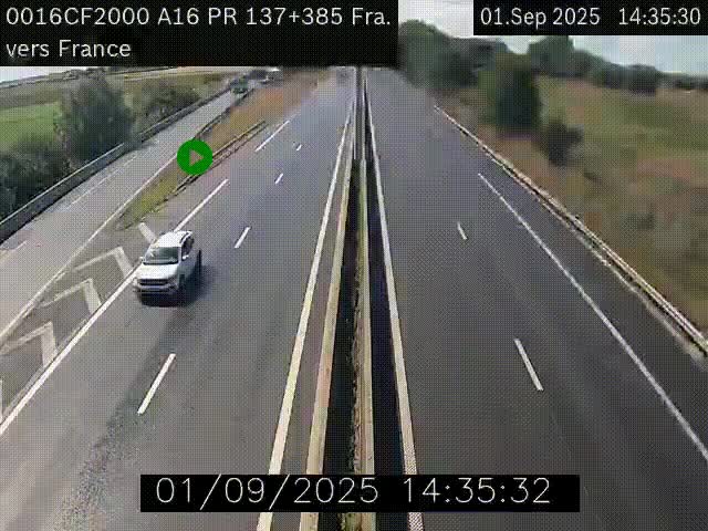 <h2>Webcam à la frontière franco-belge au niveau de Bray-Dunes/De-Panne sur l'autoroute A16. Vue orientée vers Calais</h2>