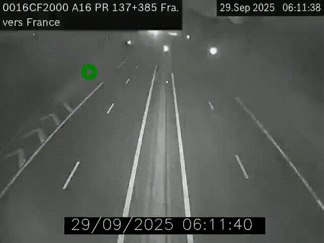 <h2>Webcam à la frontière franco-belge au niveau de Bray-Dunes/De-Panne sur l'autoroute A16. Vue orientée vers Calais</h2>
