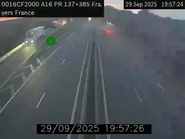 <h2>Webcam à la frontière franco-belge au niveau de Bray-Dunes/De-Panne sur l'autoroute A16. Vue orientée vers Calais</h2>