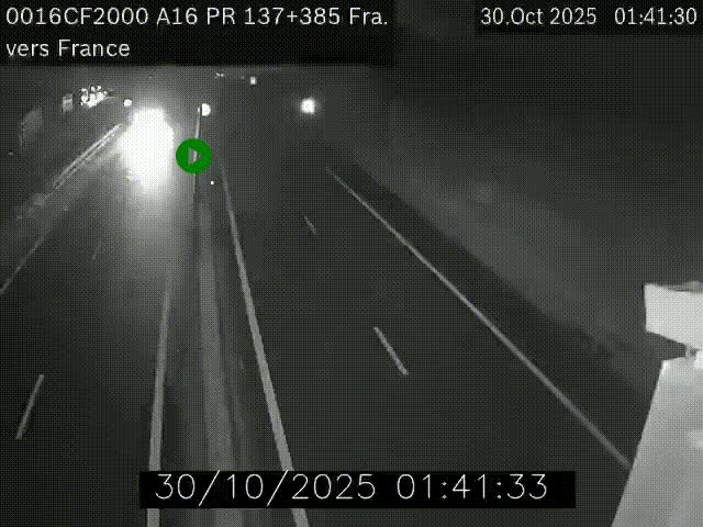 <h2>Webcam à la frontière franco-belge au niveau de Bray-Dunes/De-Panne sur l'autoroute A16. Vue orientée vers Calais</h2>