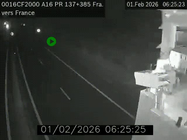 <h2>Webcam à la frontière franco-belge au niveau de Bray-Dunes/De-Panne sur l'autoroute A16. Vue orientée vers Calais</h2>