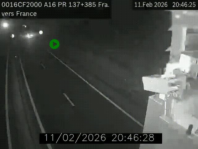 <h2>Webcam à la frontière franco-belge au niveau de Bray-Dunes/De-Panne sur l'autoroute A16. Vue orientée vers Calais</h2>