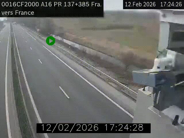 <h2>Webcam à la frontière franco-belge au niveau de Bray-Dunes/De-Panne sur l'autoroute A16. Vue orientée vers Calais</h2>