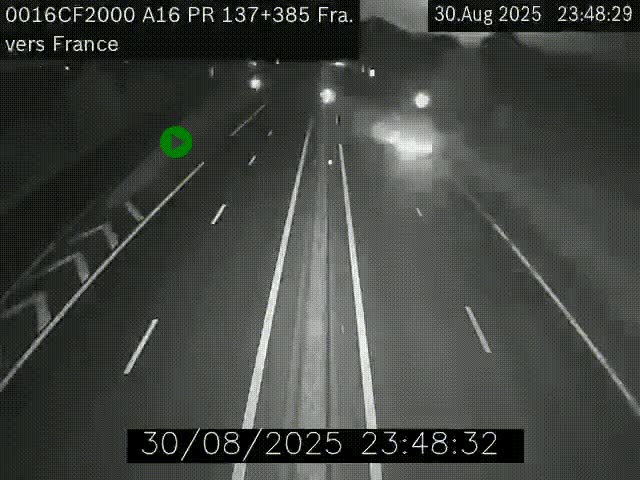 <h2>Webcam à la frontière franco-belge au niveau de Bray-Dunes/De-Panne sur l'autoroute A16. Vue orientée vers Calais</h2>