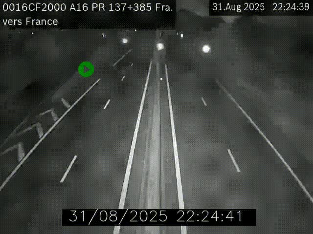 <h2>Webcam à la frontière franco-belge au niveau de Bray-Dunes/De-Panne sur l'autoroute A16. Vue orientée vers Calais</h2>