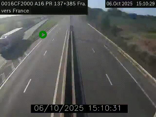 <h2>Webcam à la frontière franco-belge au niveau de Bray-Dunes/De-Panne sur l'autoroute A16. Vue orientée vers Calais</h2>