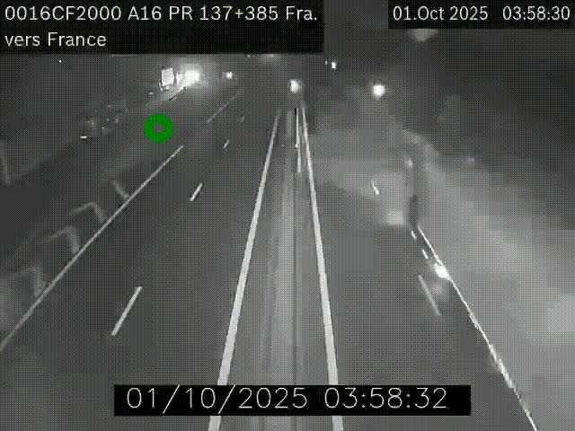 <h2>Webcam à la frontière franco-belge au niveau de Bray-Dunes/De-Panne sur l'autoroute A16. Vue orientée vers Calais</h2>