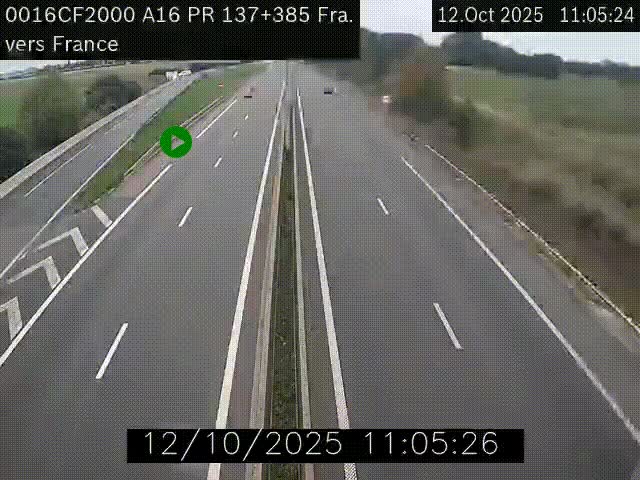 <h2>Webcam à la frontière franco-belge au niveau de Bray-Dunes/De-Panne sur l'autoroute A16. Vue orientée vers Calais</h2>