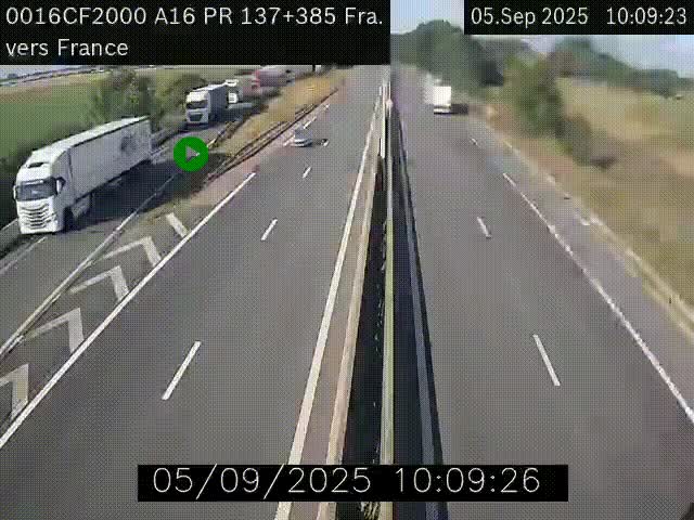 <h2>Webcam à la frontière franco-belge au niveau de Bray-Dunes/De-Panne sur l'autoroute A16. Vue orientée vers Calais</h2>