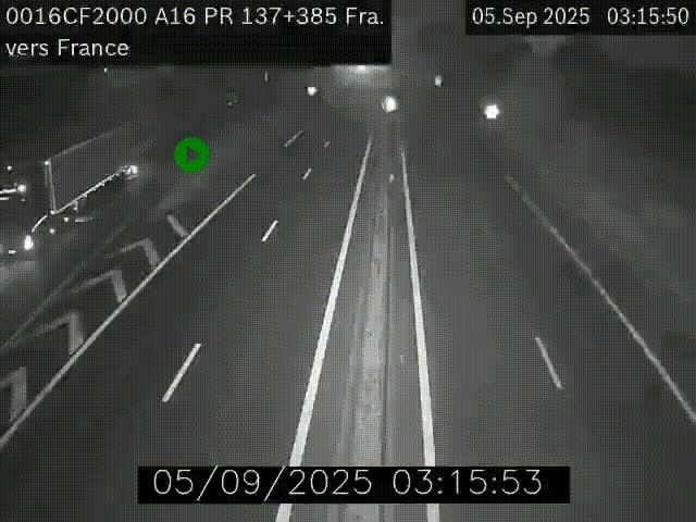<h2>Webcam à la frontière franco-belge au niveau de Bray-Dunes/De-Panne sur l'autoroute A16. Vue orientée vers Calais</h2>