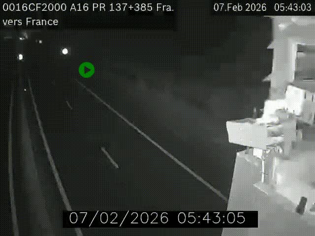 <h2>Webcam à la frontière franco-belge au niveau de Bray-Dunes/De-Panne sur l'autoroute A16. Vue orientée vers Calais</h2>