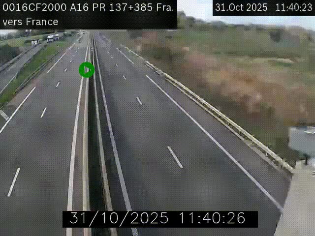 <h2>Webcam à la frontière franco-belge au niveau de Bray-Dunes/De-Panne sur l'autoroute A16. Vue orientée vers Calais</h2>