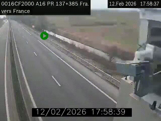 <h2>Webcam à la frontière franco-belge au niveau de Bray-Dunes/De-Panne sur l'autoroute A16. Vue orientée vers Calais</h2>