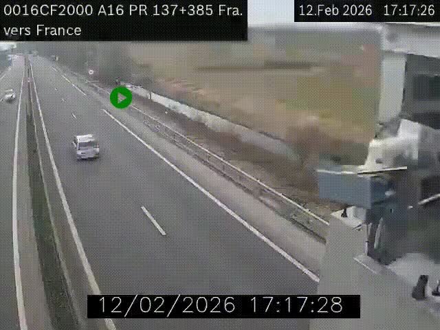 <h2>Webcam à la frontière franco-belge au niveau de Bray-Dunes/De-Panne sur l'autoroute A16. Vue orientée vers Calais</h2>