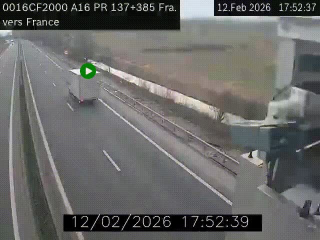 <h2>Webcam à la frontière franco-belge au niveau de Bray-Dunes/De-Panne sur l'autoroute A16. Vue orientée vers Calais</h2>